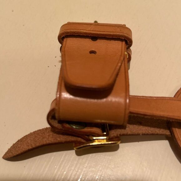 Louis Vuitton Luggage Tag Attachment Belt Cognac Brown Leather Adjustable LV - Picture 3 of 8